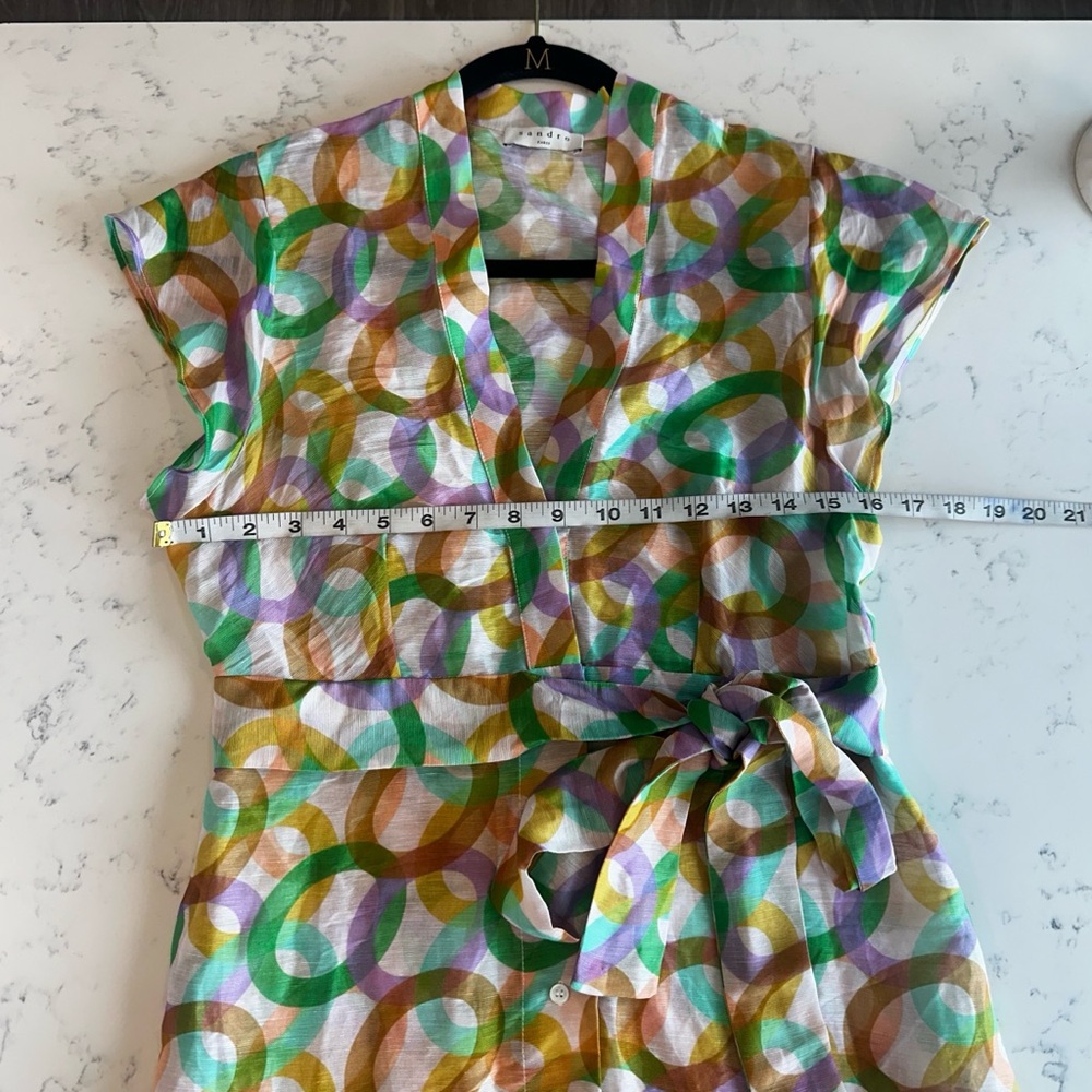 Sandro Printed Linen and Silk-blend Midi Dress - Size 38FR/6 US - Picture 13 of 14